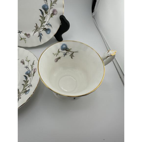Royal Albert" Brigadoon" Bone China Tea Cup/ Saucer /Plate Blue Pink Thistles - Picture 5 of 9